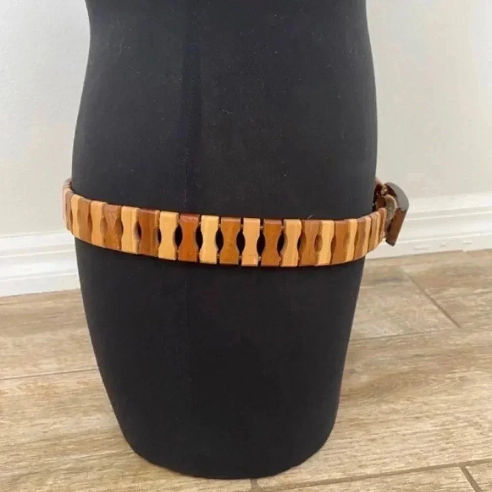 Vintage Womens Wooden Boho Folksy Belt